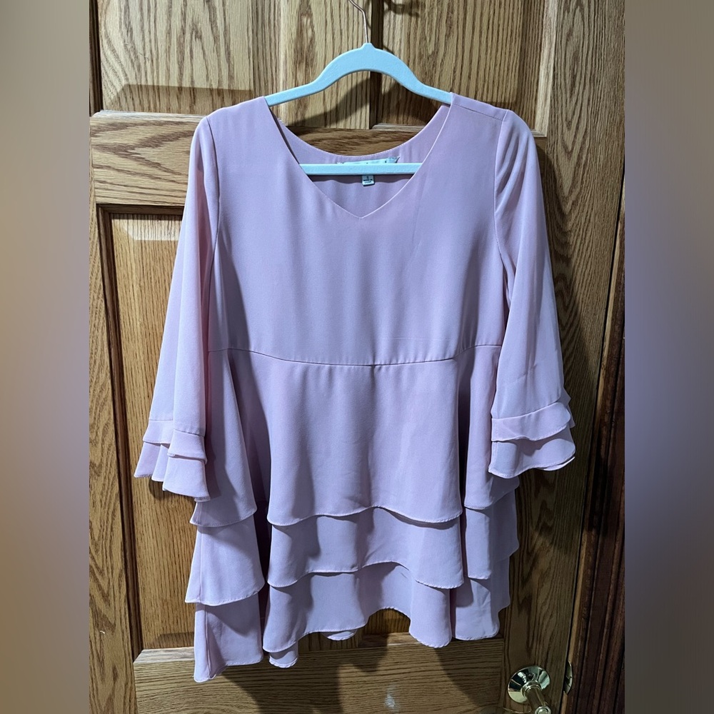 Elegant Pink Layered Women's Top